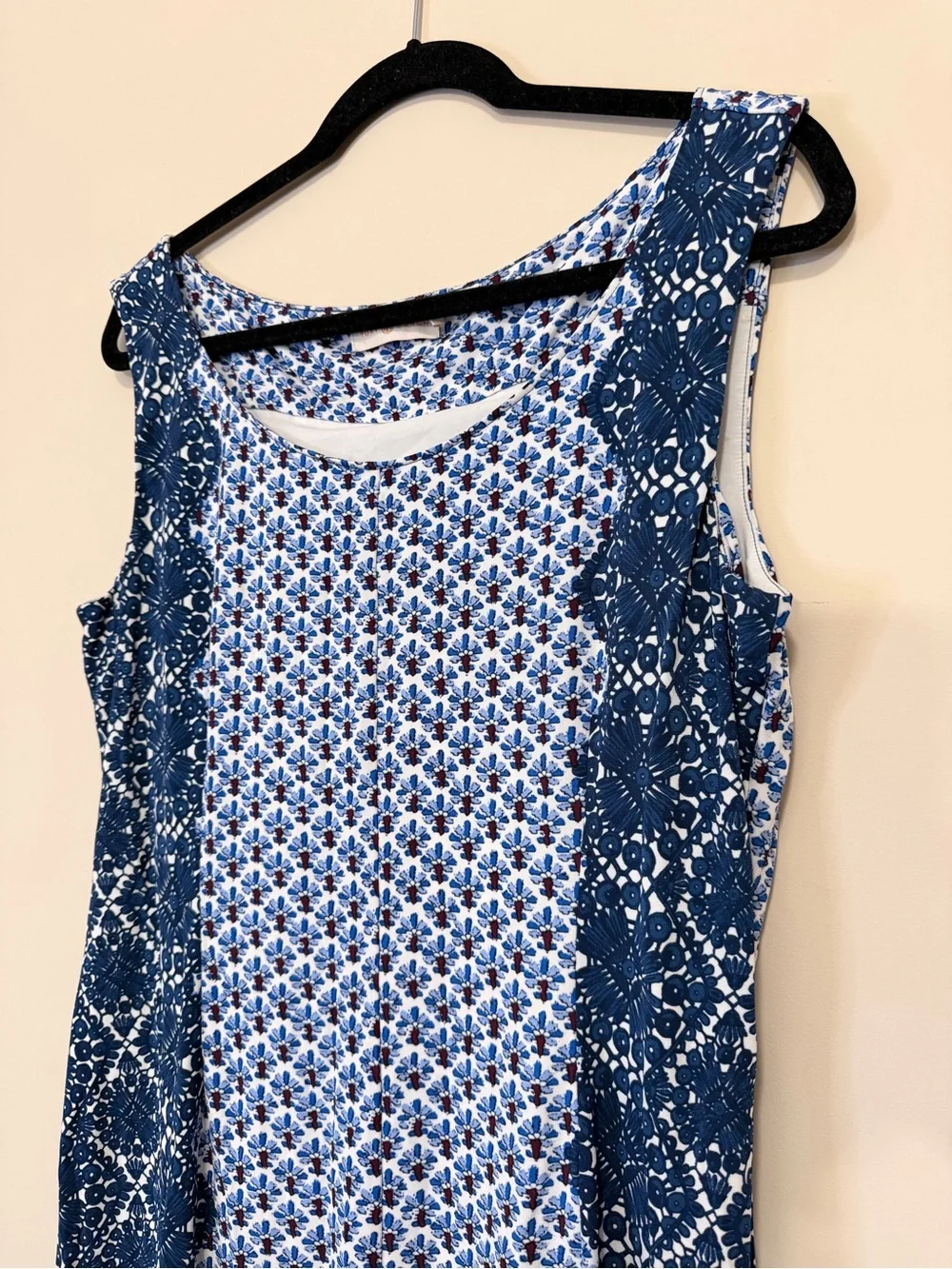 Tory Burch Porter Dress - Navy and White Printed Sheath - Size L